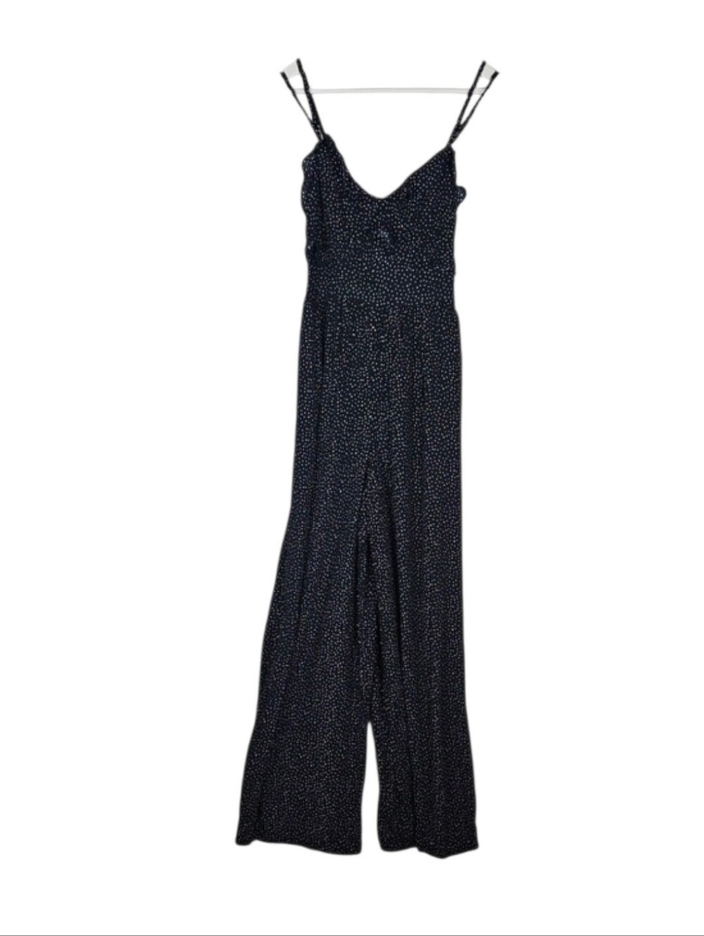 NEW American Eagle Polka Dot Pants Cami Jumpsuit Black White Ruffle Trim Retro